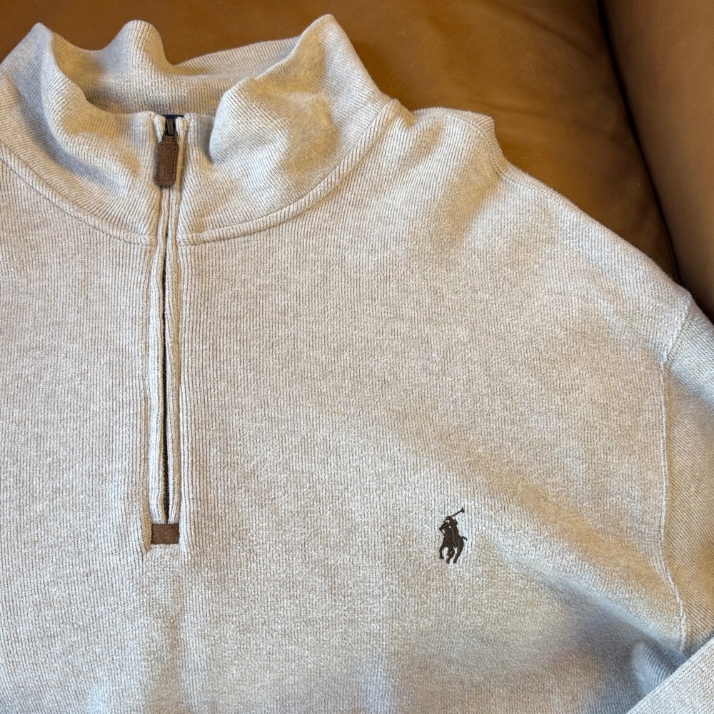 Mens Polo Ralph Lauren Ls Lux Jersey Half Zip Sz Xl Tall Expedition Dune Heather View 3
